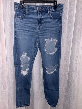 American Eagle Outfitters Distressed Blue Skinny Jeans